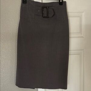 Cache Charcoal Pencil Skirt with Buckle